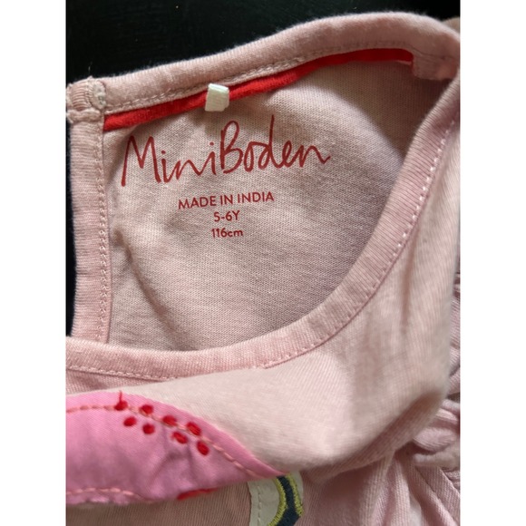 Mini Boden Girls Pink Flamingo Tiered Tulle Dress Cotton Ruffle Cap Sleeve 5-6Y - Picture 5 of 5